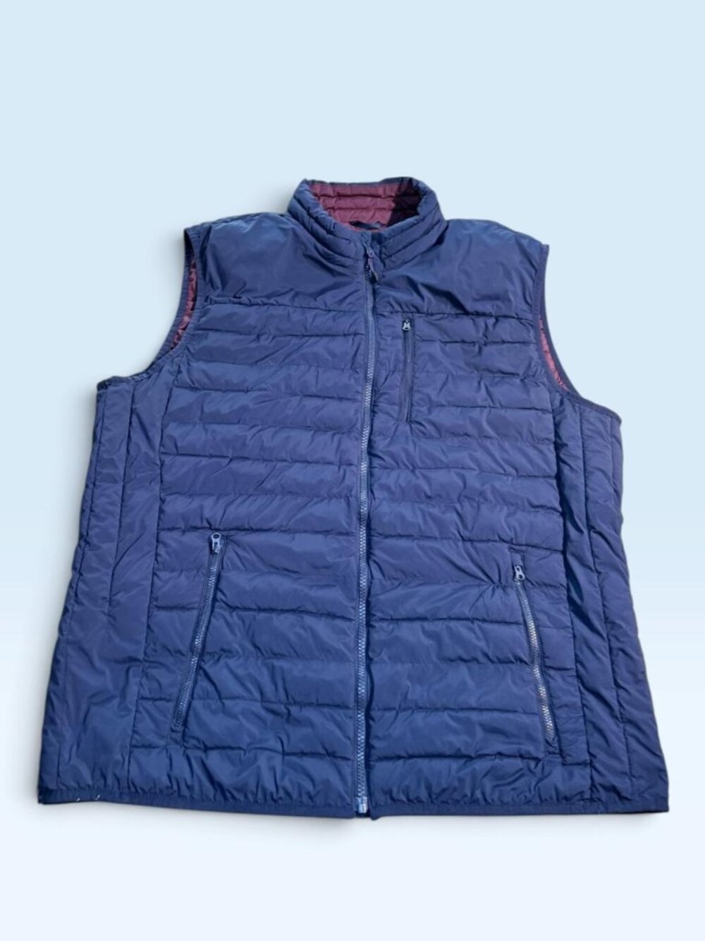 Gap Puffer Vest Womens XL Blue Purple Full Zip Pockets Quilted Vest